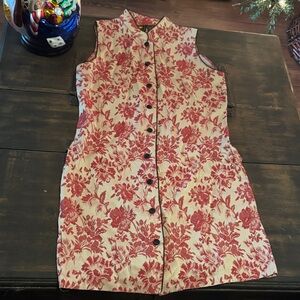 Vintage  Free People Floral Sleeveless Dress - Red and Cream M one of a kind